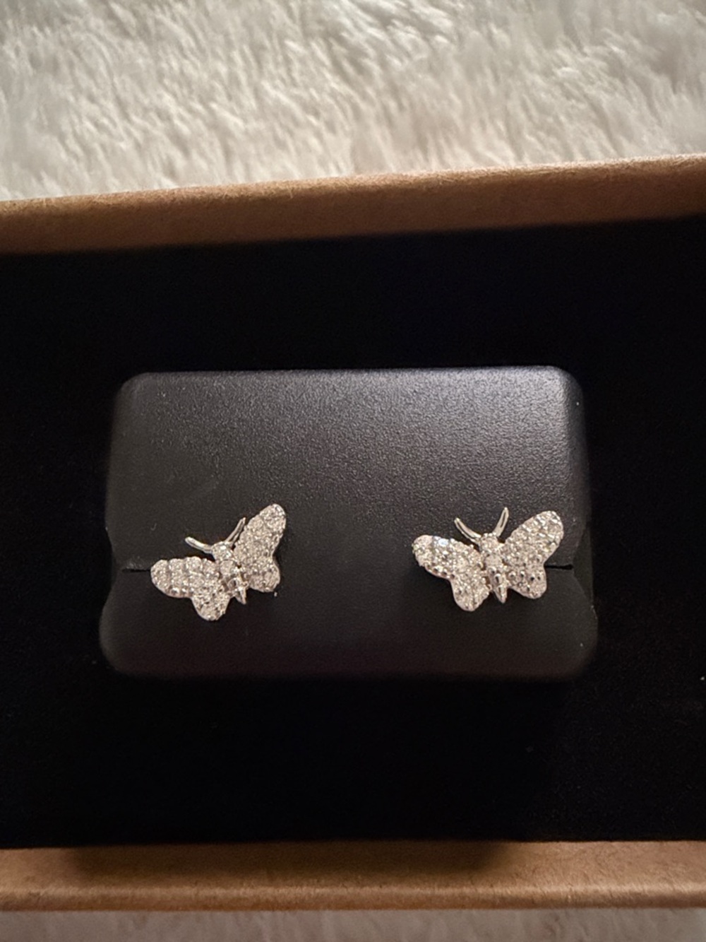 Butterfly Pavé Stud Moissanite Earrings in 925 Silver